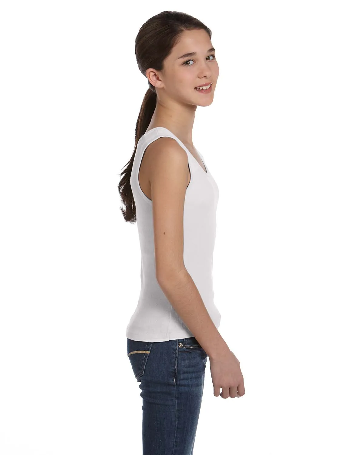 Girls’ 5.8 oz. 1x1 Baby Rib Wide Strap Tank